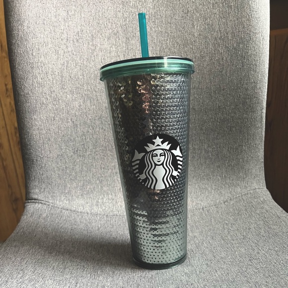 2017 Starbucks 24oz Green Sequin Sparkle Holiday Tumbler